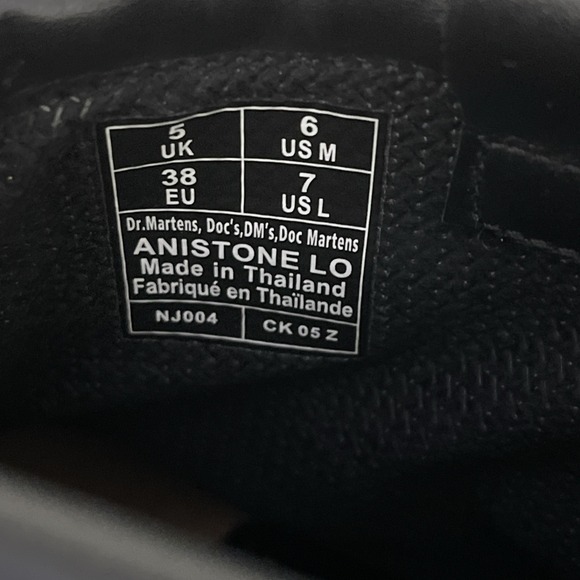 Dr. Martens Anistone Lo Black Leather Biker Boots Men 6 Women 7 Whimsigoth - Picture 5 of 6